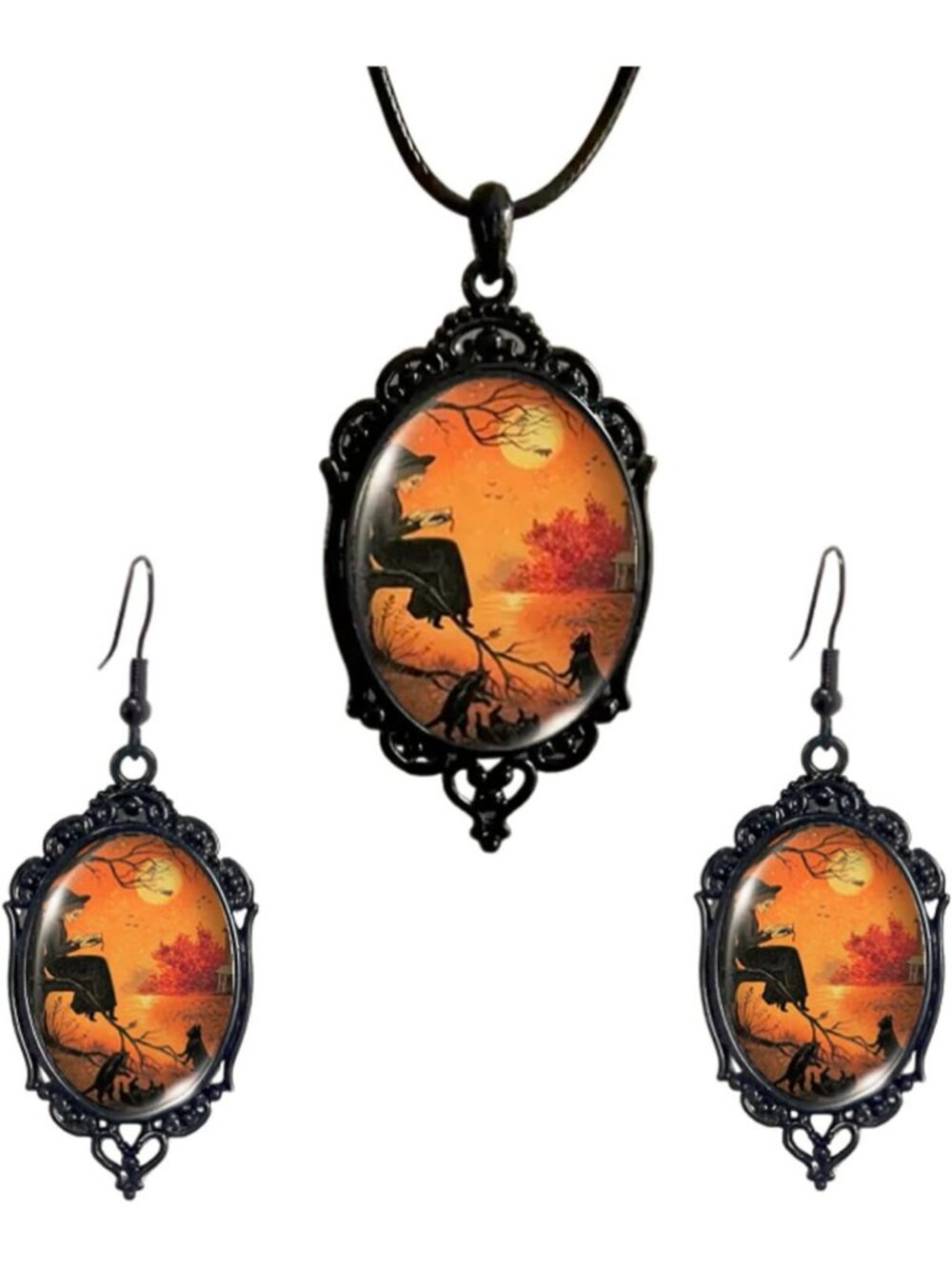 Women’s Jewelry Witch Set Halloween Victorian Punk Gothic Necklace Earrings